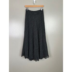 Black white polka dot maxi skirt small whimsical whimsy goth flowy grunge